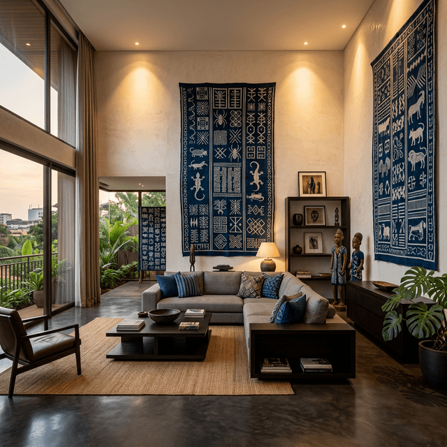 Ndop Indigo Ancestral — exemple d'intérieur